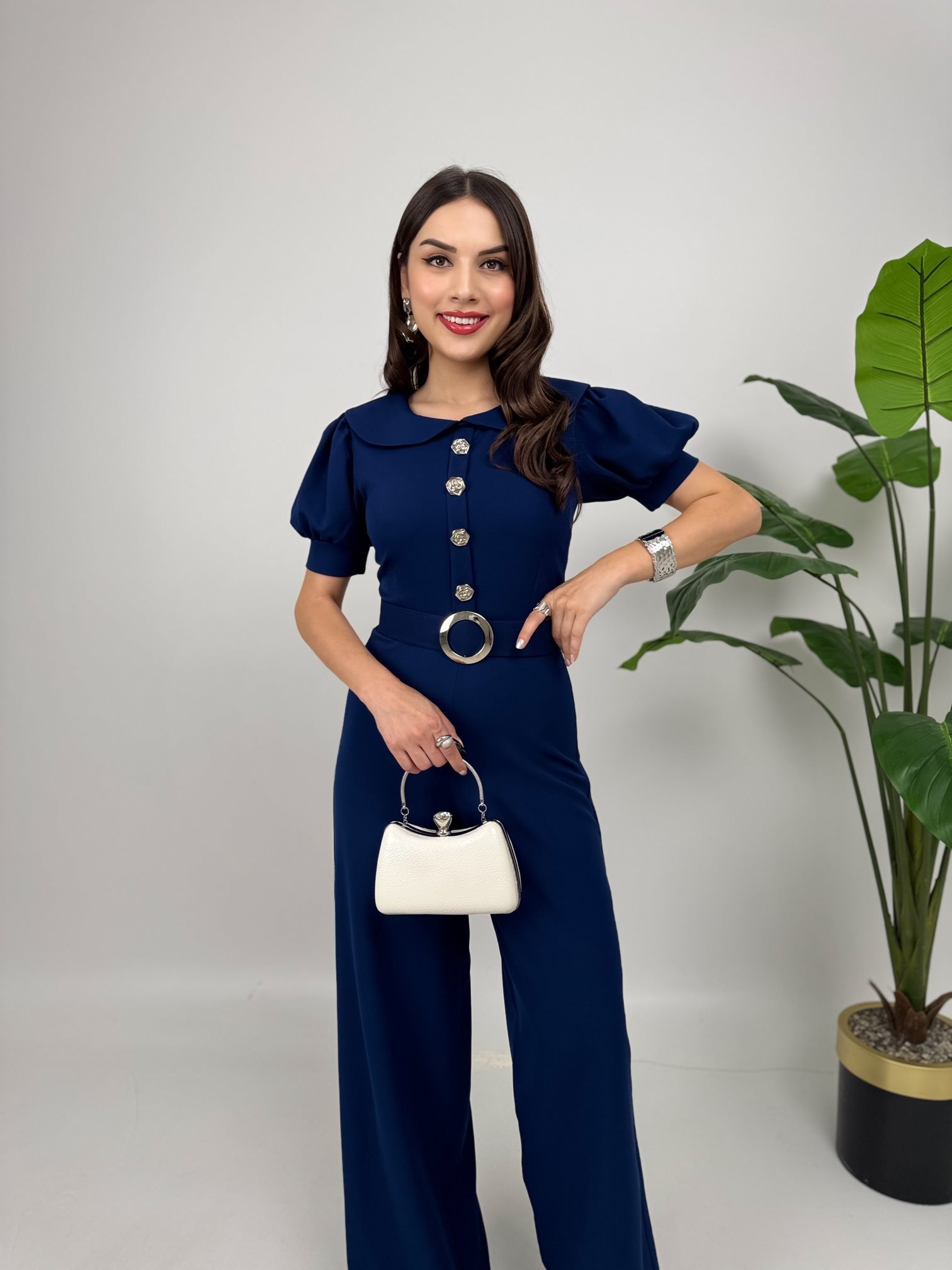 3034 DÜĞMELİ TULUM NAVY BLUE - LACİVERT