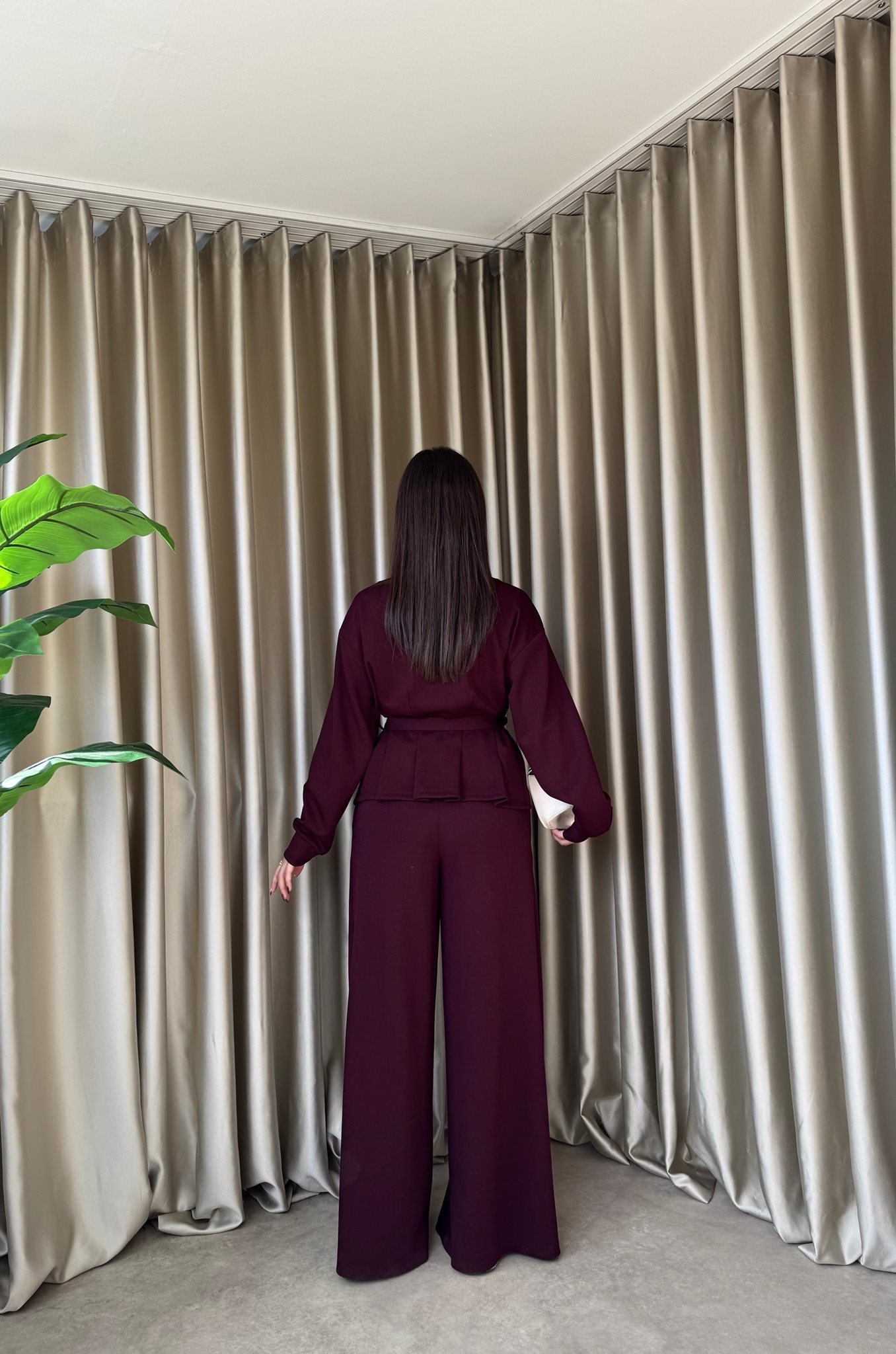 3082 KEMERLİ TAKIM BURGUNDY - BORDO