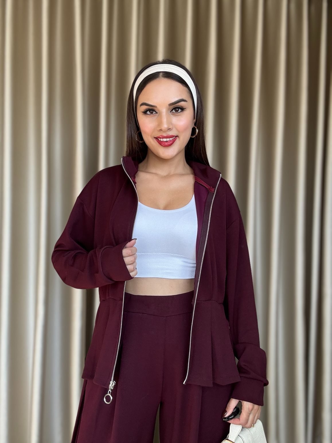 3082 KEMERLİ TAKIM BURGUNDY - BORDO