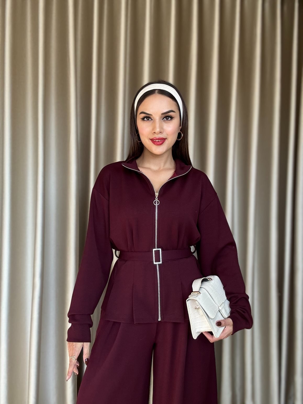 3082 KEMERLİ TAKIM BURGUNDY - BORDO