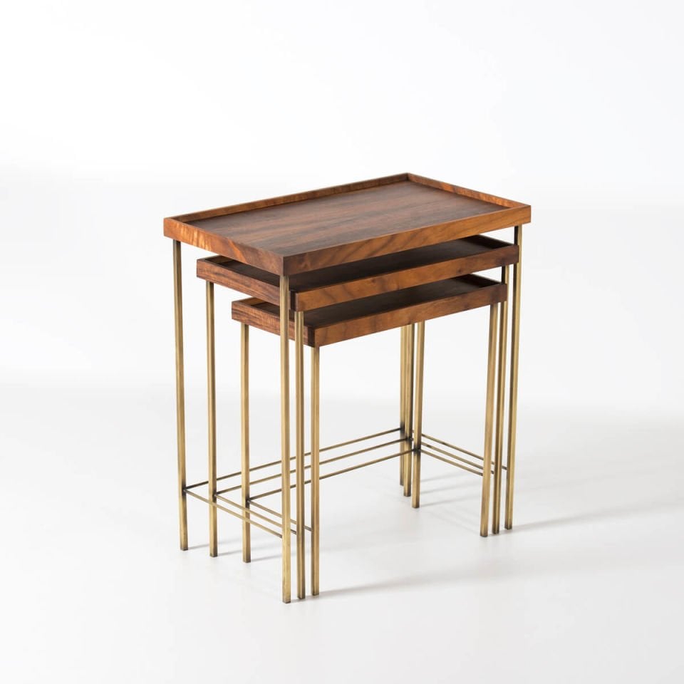 Solid Walnut Nesting – EDGE AGED Series Gold Antique Legs