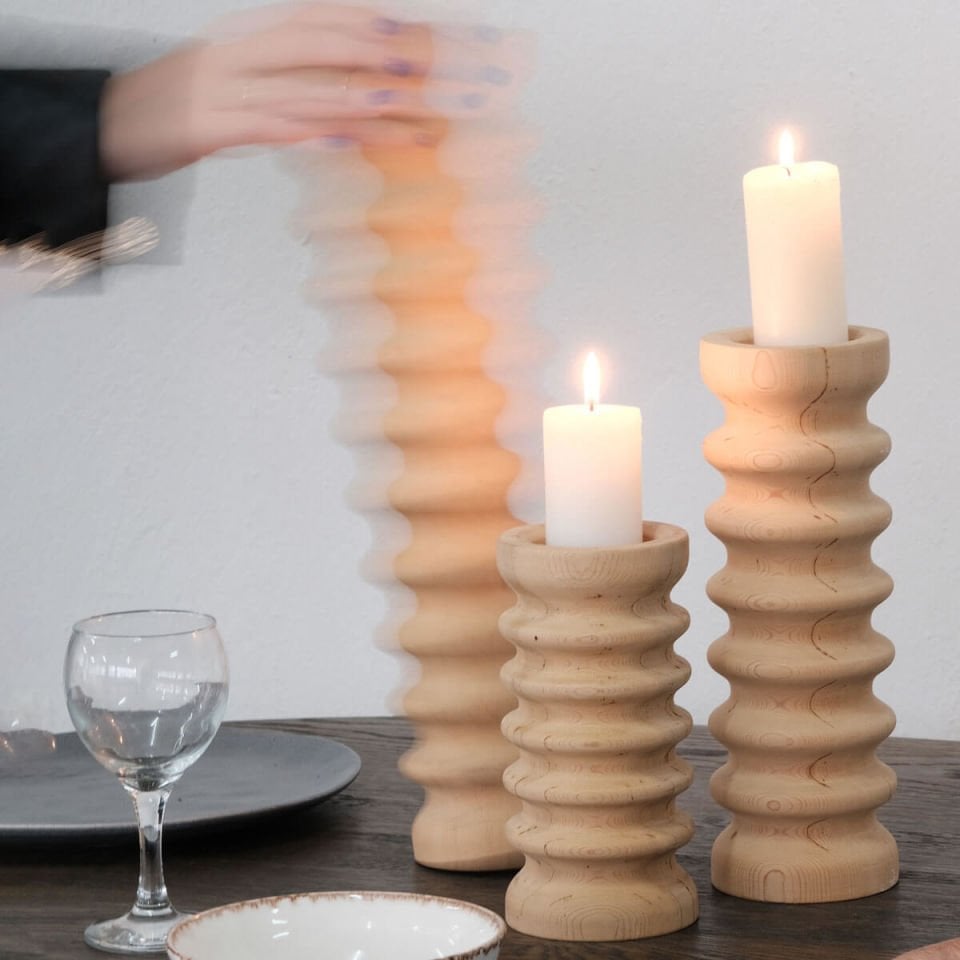 Wooden Candle Holder, Cedar – SOFRA Series, Medium Size