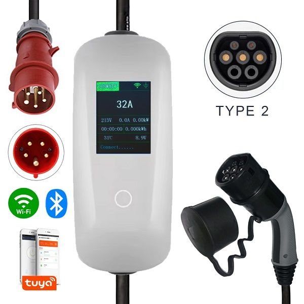 Coswatt Taşınabilir Elektrikli Araç Şarj Cihazı 32A 22kW Trifaze