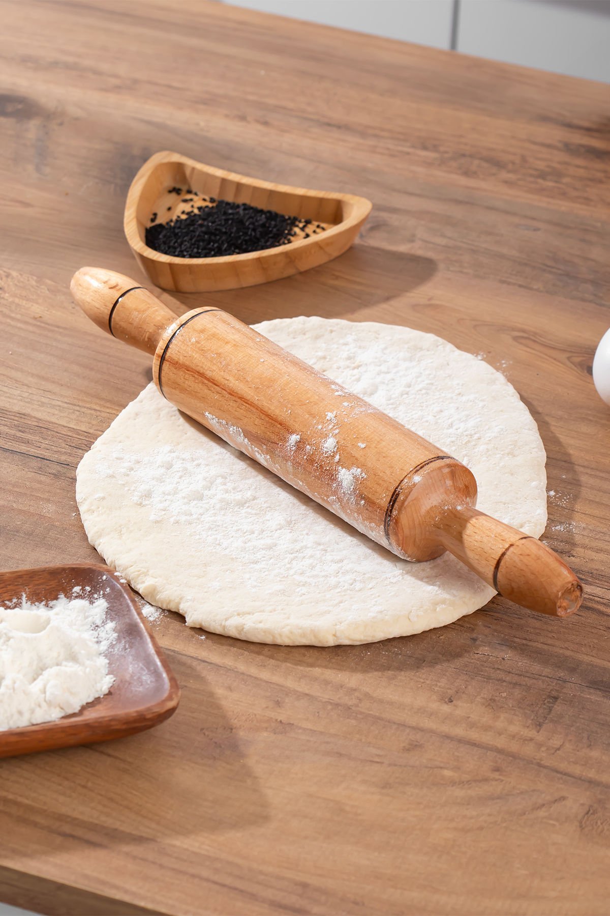 Porsima 1152 Ahşap Oklava Merdane Hamur Açıcı Ahşap Oklava Merdane Hamur Açma Oklavası 33 cm