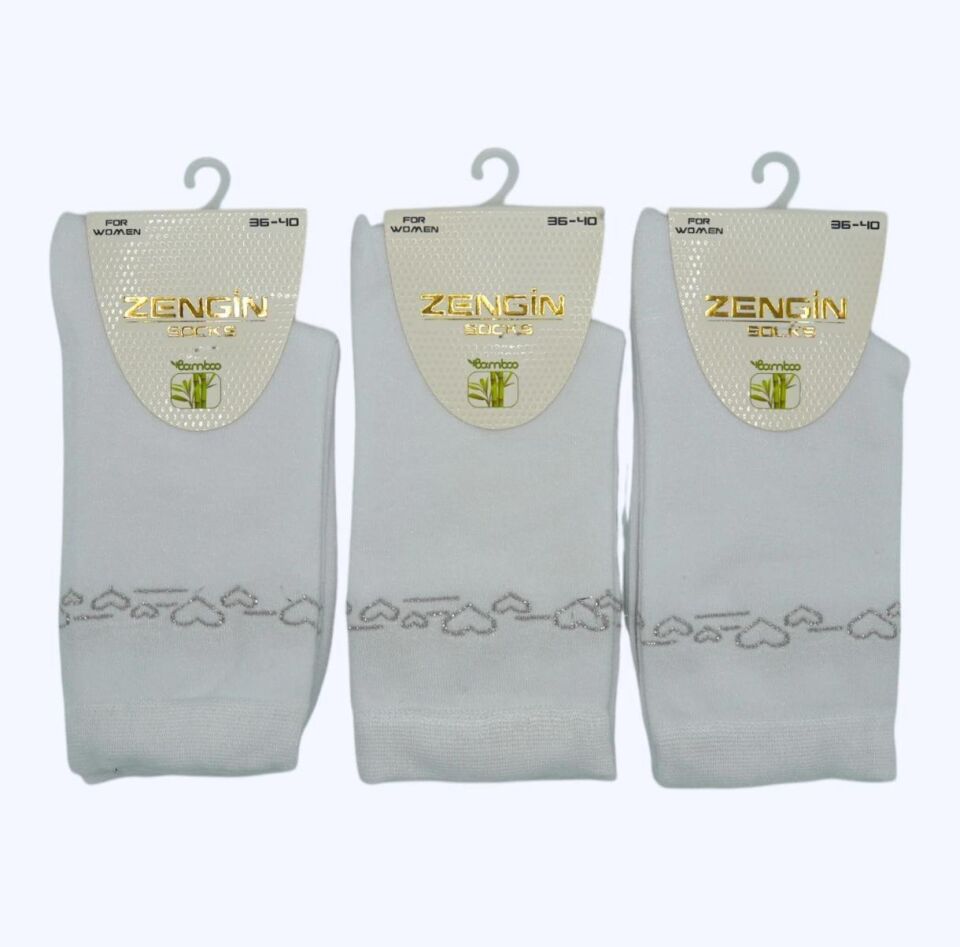 Bamboo 3'lü Love Kadın Soket Çorap 3300 B