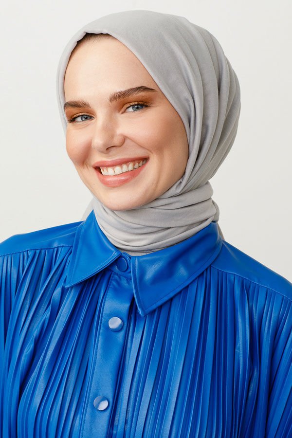 Valorscarf Gümüş Gri Pamuk Kraş Şal
