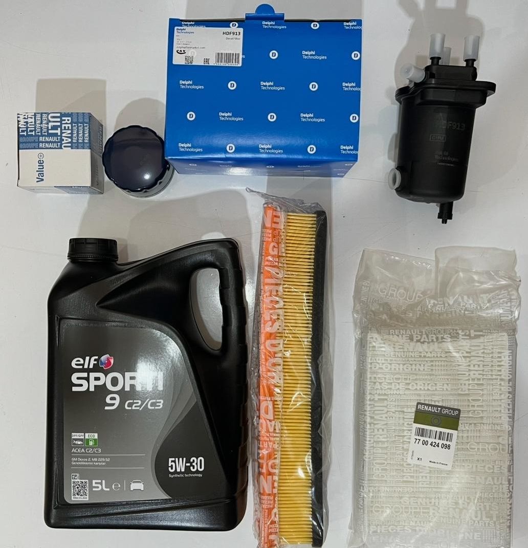 ORJINAL 7715151510 BAKIM SETİ CLIO KANGO 1.5 EFL 5LT 5W30 YAĞ 5Lİ SET