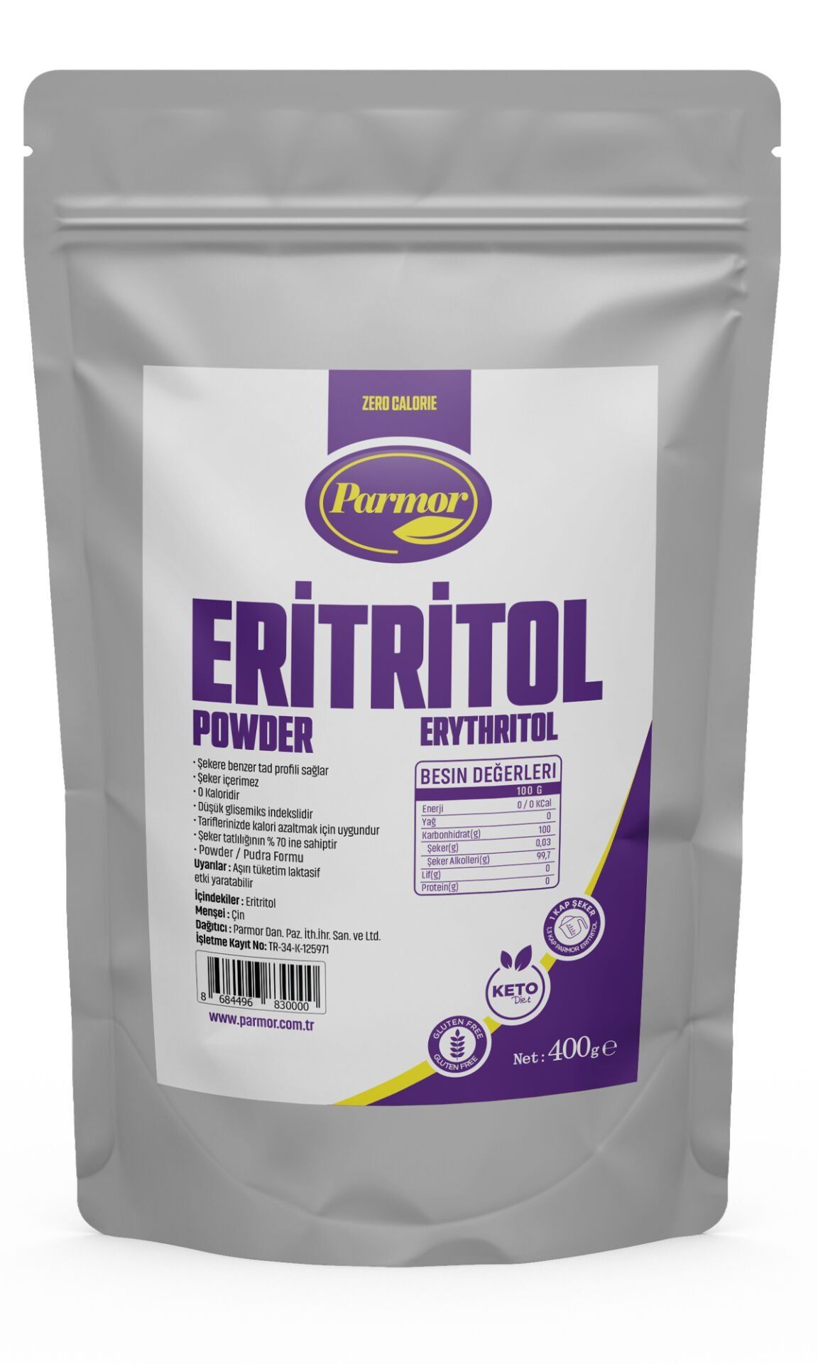 Parmor Eritritol Pudra Form Ketojenik Vegan 400 g