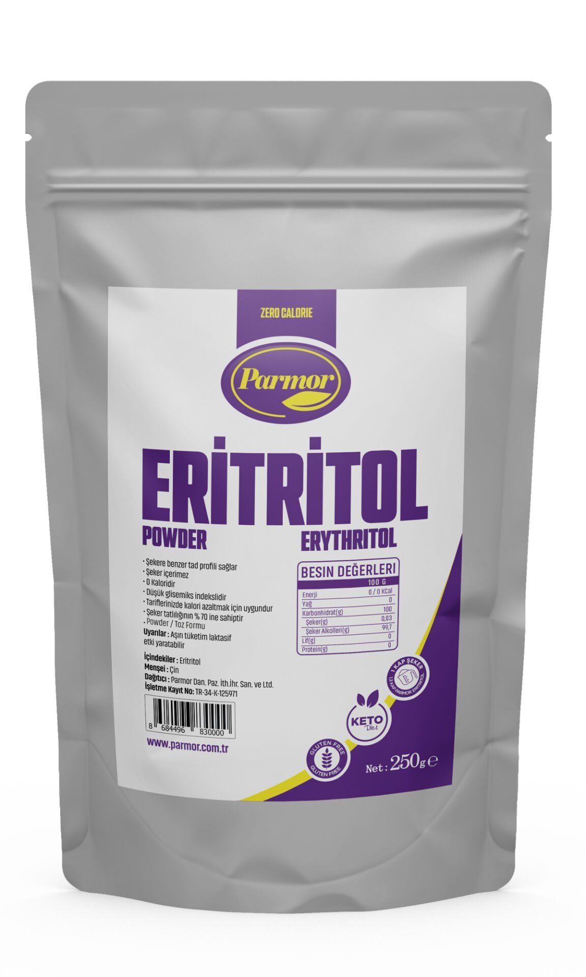 Parmor Eritritol Pudra Form Ketojenik Vegan 250 g