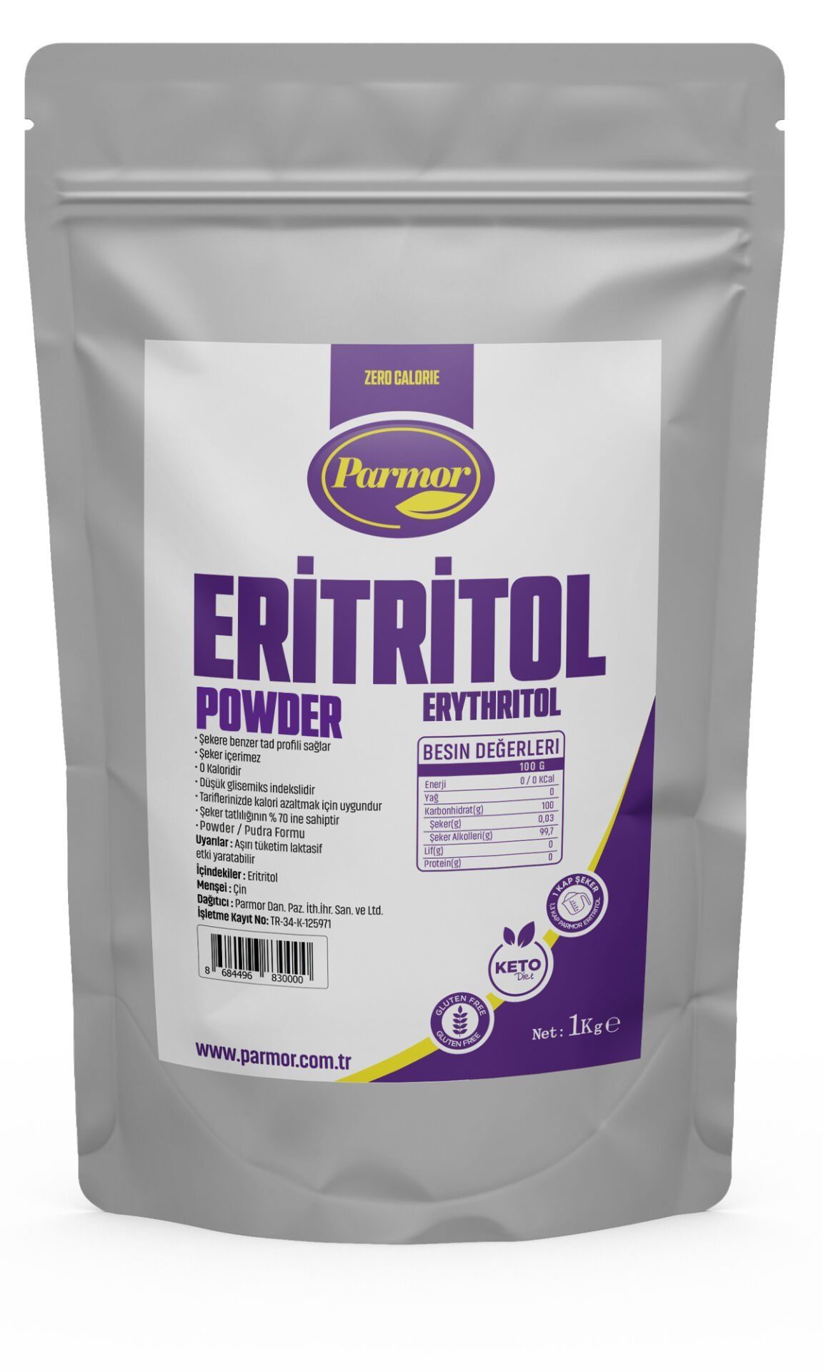 Parmor Eritritol Pudra Form Ketojenik Vegan 1 kg