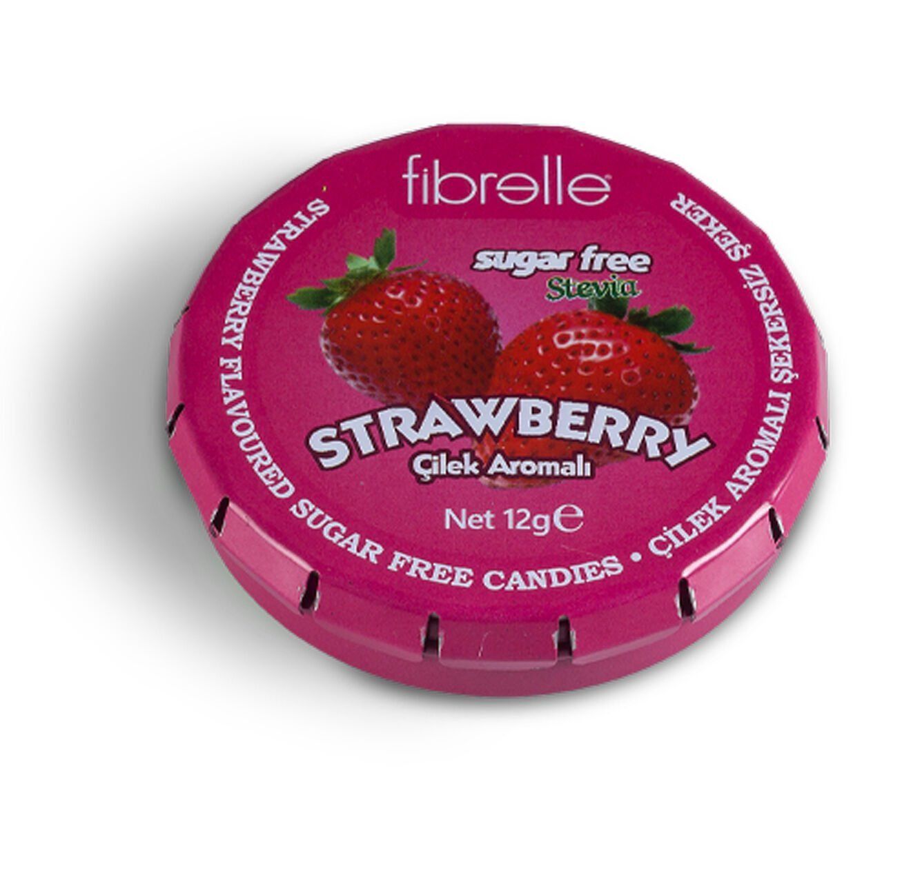 Fibrelle Stevialı Çilekli Şekersiz Şeker (12 gr)