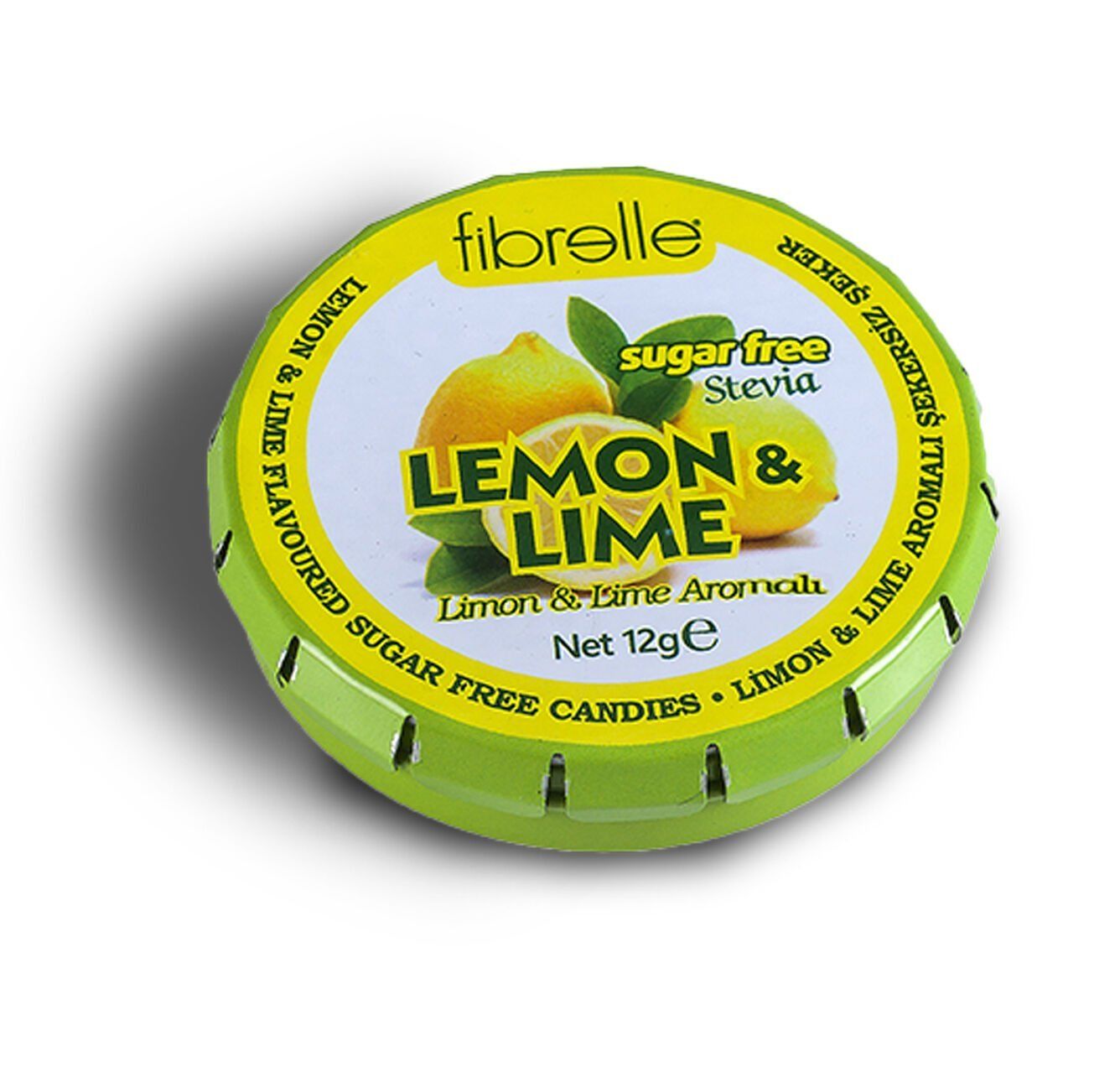 Fibrelle Stevialı Limon & Lime Aromalı Şekersiz Şeker (12 gr )