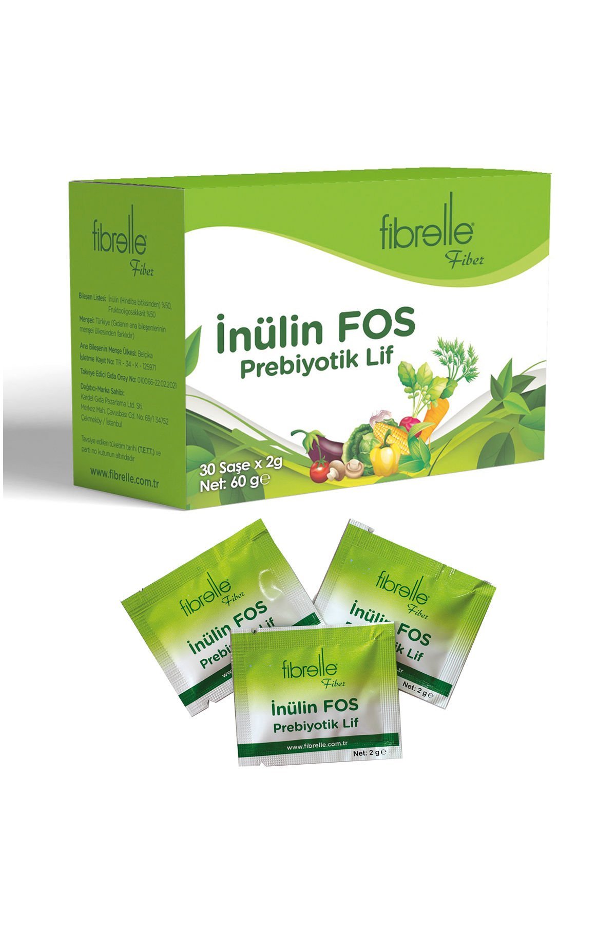 FİBRELLE İnülin Fos Prebiyotik Lif 2 gr saşe (30 adet kutu)