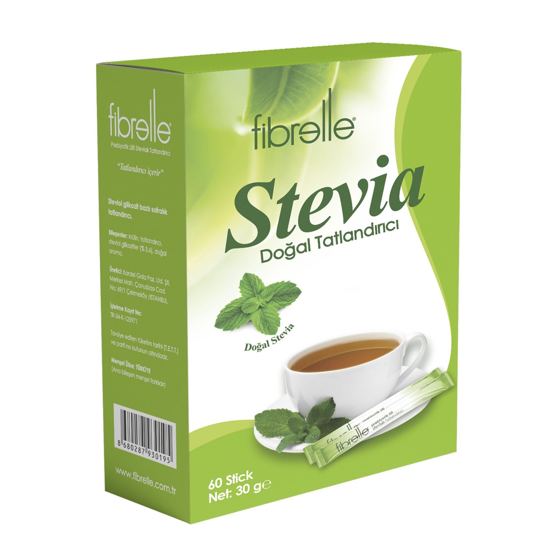 Fibrelle Prebiyotik Lifli Stevialı Stick Tatlandırıcı 0,5 gr (60 Adet) Kutu