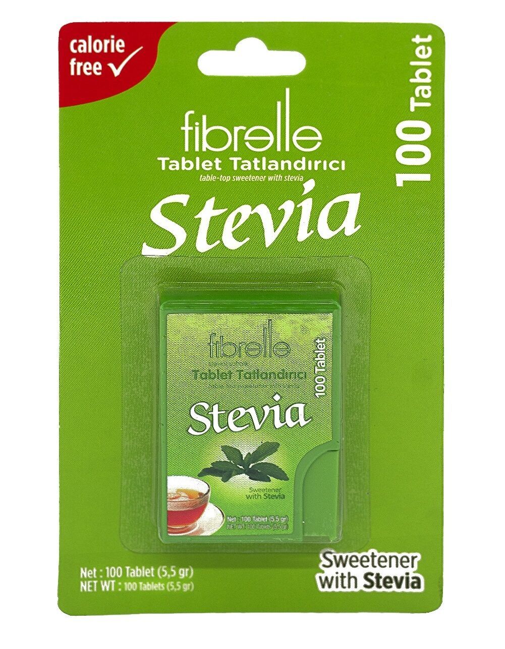 Fibrelle Stevialı Tablet Tatlandırıcı 100'lük Kutu