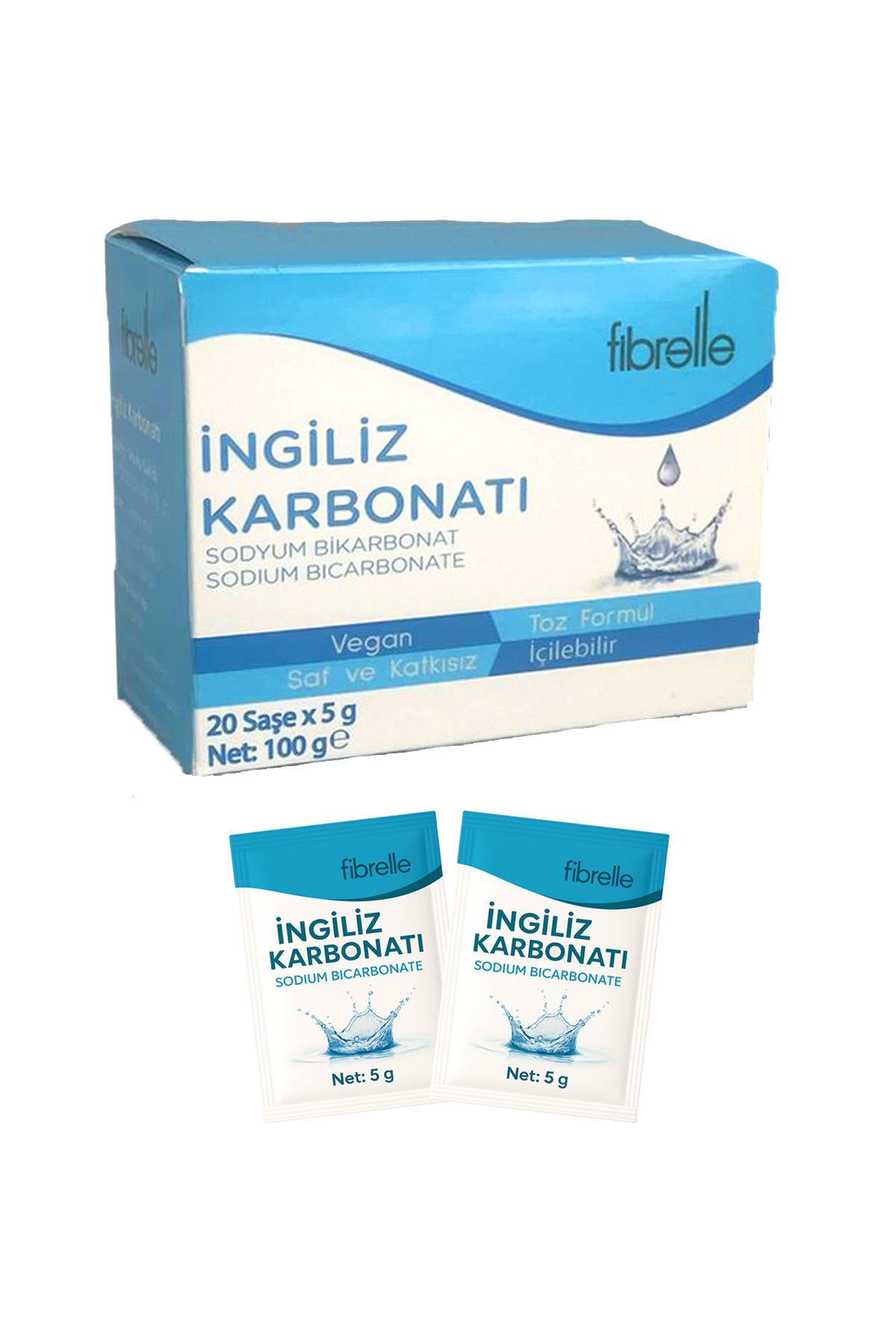 Fibrelle Sodyum Bikarbonat (İngiliz Karbonatı) Saşe ( 1 Saşe = 5 g )