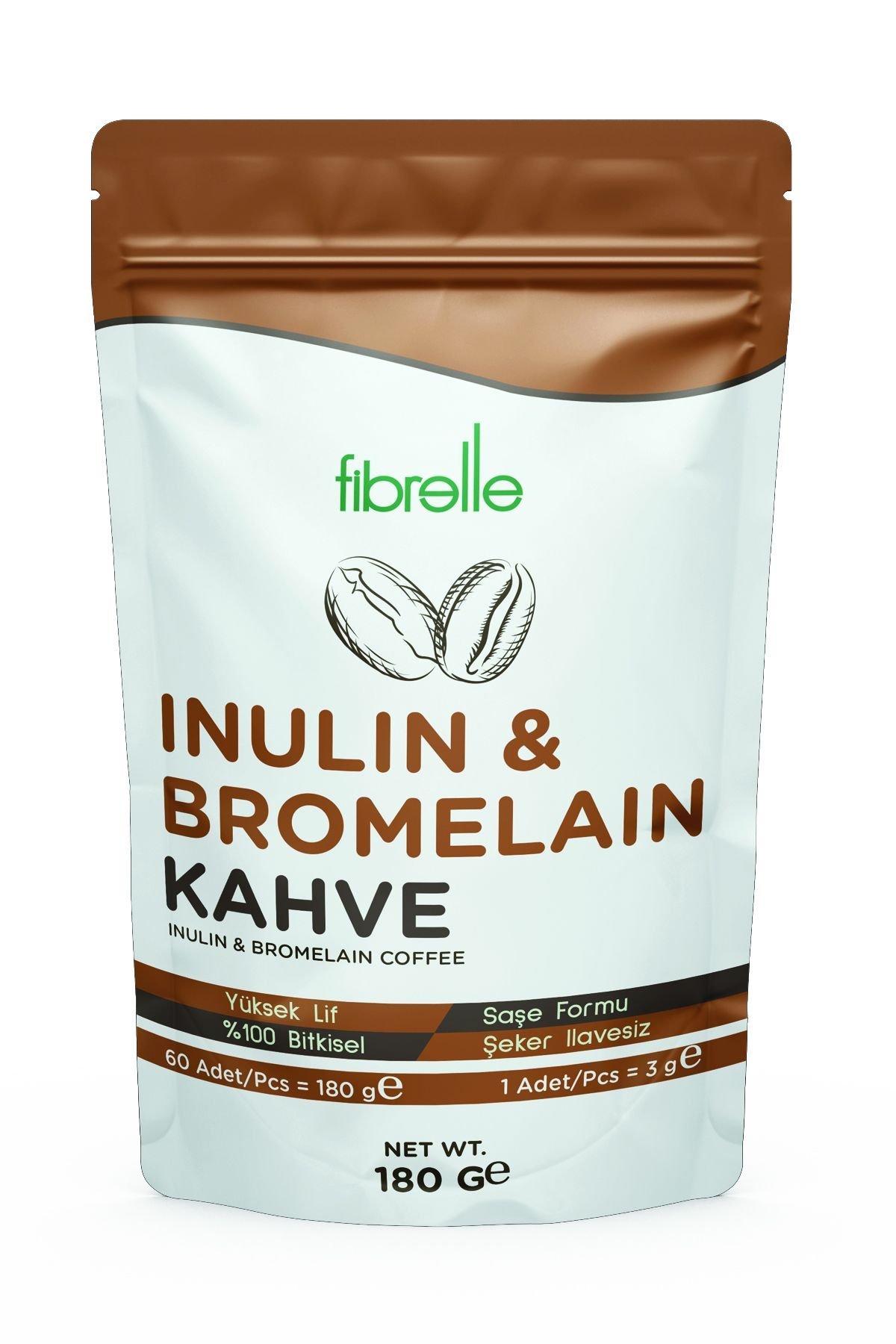 Fibrelle İnülin-Bromelain Kahve Detox 60 Adet 3gr Saşe 180g Doypak Ambalaj
