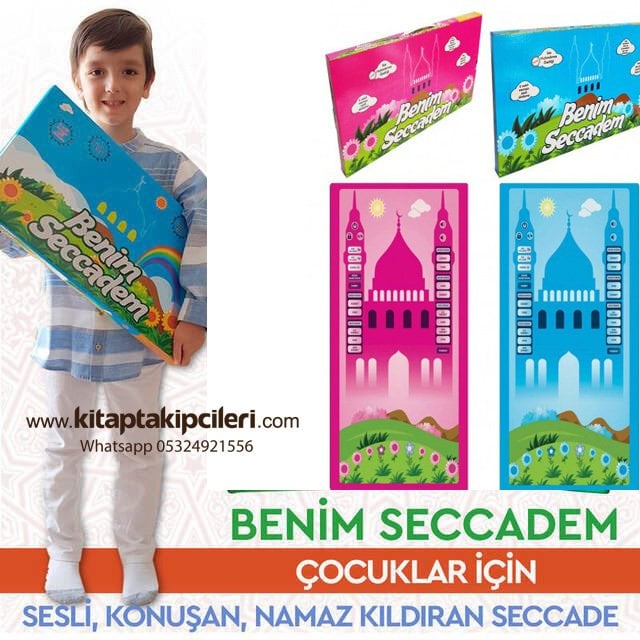 Benim Seccadem, Çocuklar İçin Sesli Konuşan 5 Vakit Namaz Kılmayı Öğreten Akıllı Seccade, 90cm x 50cm