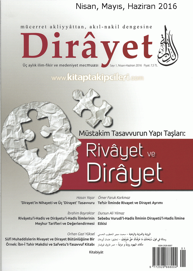 Dirayet Dergisi, Nisan Mayıs Haziran 2016, 1. Sayı