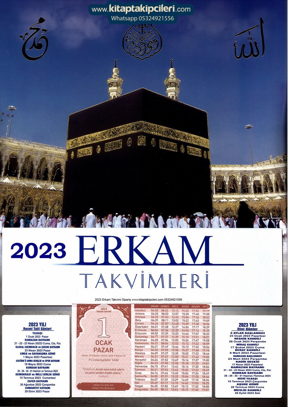 2024 Yılı Erkam Takvimi Yapraklı Duvar Takvimi Namaz Vakitleri Diyanet Uyumlu