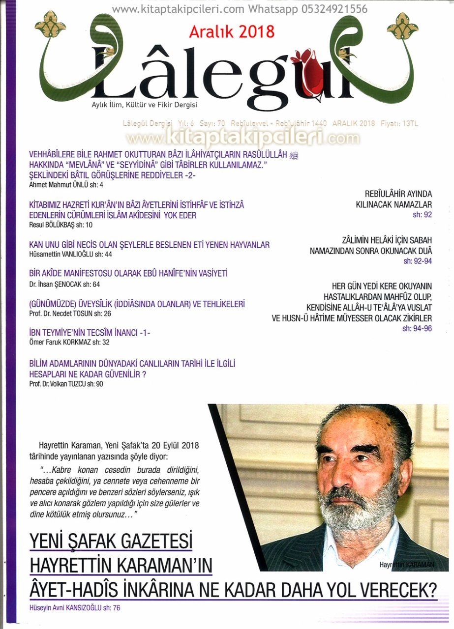 Lalegül Dergisi Aralık 2018, Hastalıklardan Korunmak İçin Her Gün 7 Kere Okunacak Dua, Cübbeli Ahmet Hoca