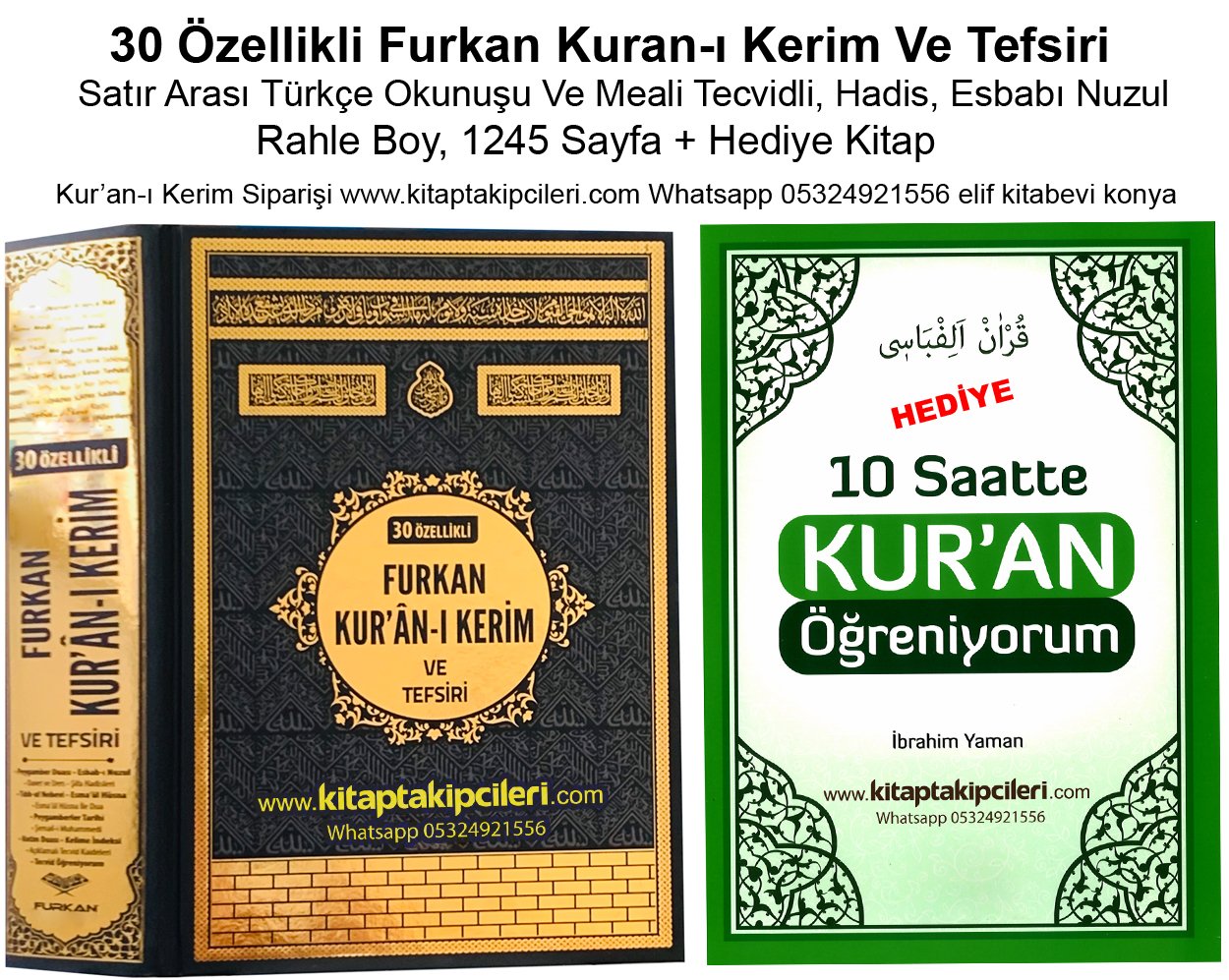 30 Özellikli Furkan Kuranı Kerim Ve Tefsiri, Satır Arası Türkçe Okunuşu Ve Meali Tecvidli, Hadis, Esbabı Nuzul, Rahle Boy, 1245 Sayfa