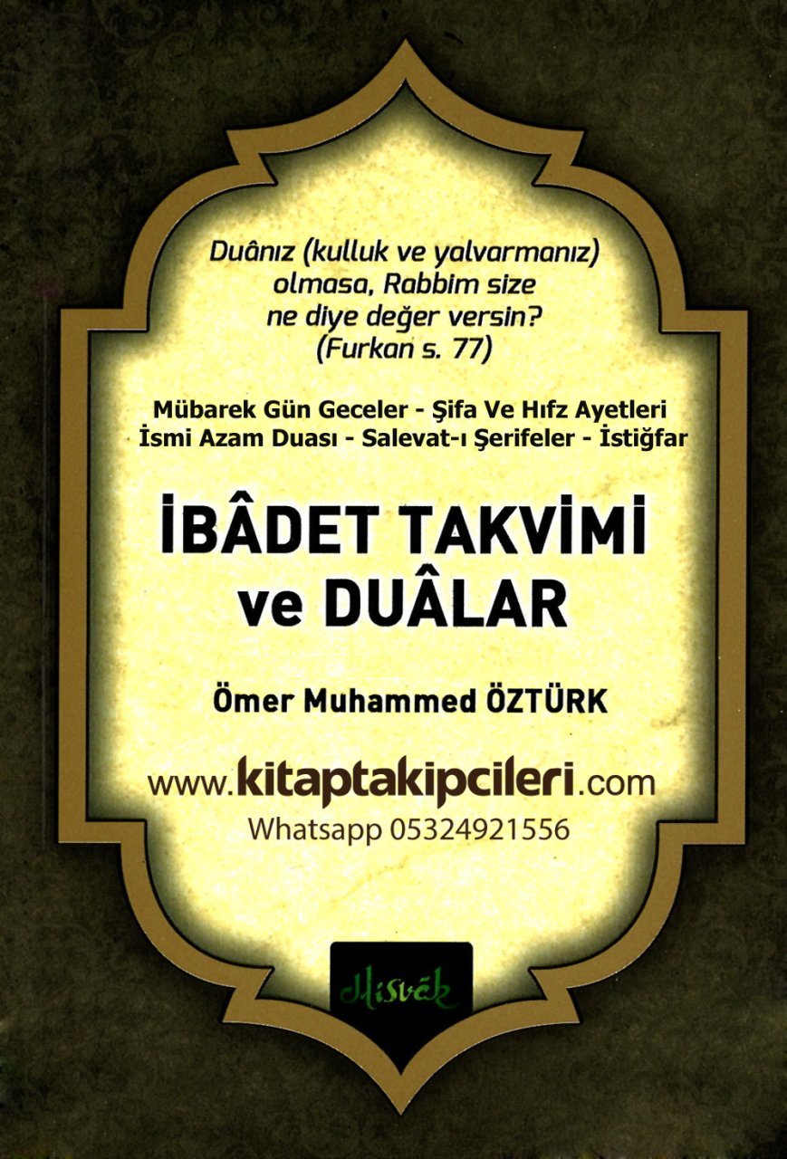 İbadet Takvimi ve Dualar, Hicri Mübarek Gün Ve Geceler, Salevatı Şerifeler, İsmi Azam, Hıfz, Şifa Ayetleri Duaları, Ömer Muhammed Öztürk, Çanta Boy