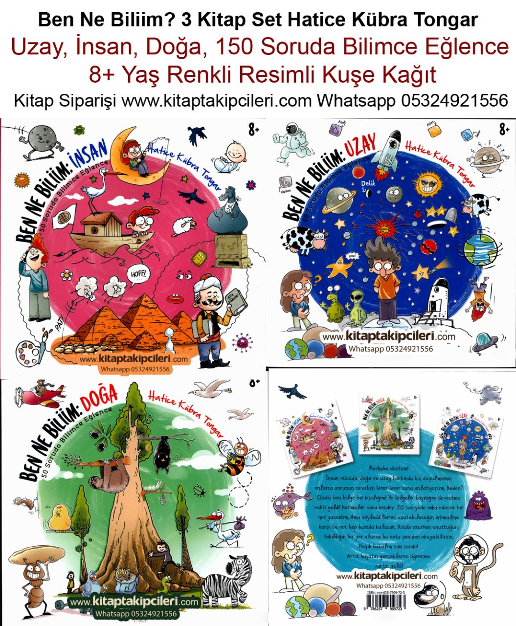 Ben Ne Biliim? 3 Kitap Set Uzay, İnsan, Doğa, Hatice Kübra Tongar, 150 Soruda Bilimce Eğlence, 8+ Yaş Renkli Resimli Kuşe Kağıt