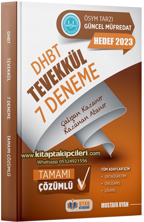 DHBT Tevekkül 7 Deneme Test Kitabı, Mustafa Uyan, Tüm Adaylar İçin Tamamı Çözümlü, 280 Soru 104 Sayfa