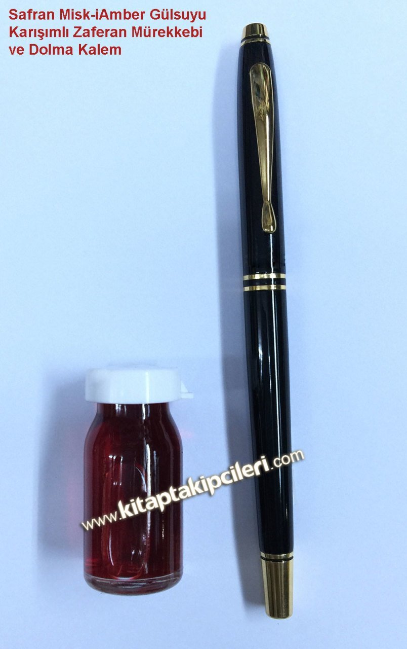 Safran Mürekkebi, Misk-i Amber Gülsuyu Karışımlı Zaferan Mürekkep ve Dolma Kalemi, 8 cc
