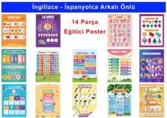 İngilizce & İspanyolca Arkalı Önlü 14 Eğitici Poster