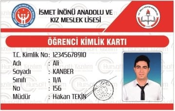 OKUL ÖĞRENCİ KİMLİK KARTI (PROXİMİTY - MİFARE KART BASKILI) - MATBAA BASKISI - OKULA ÖZEL TASARIM - 100 ADET KART