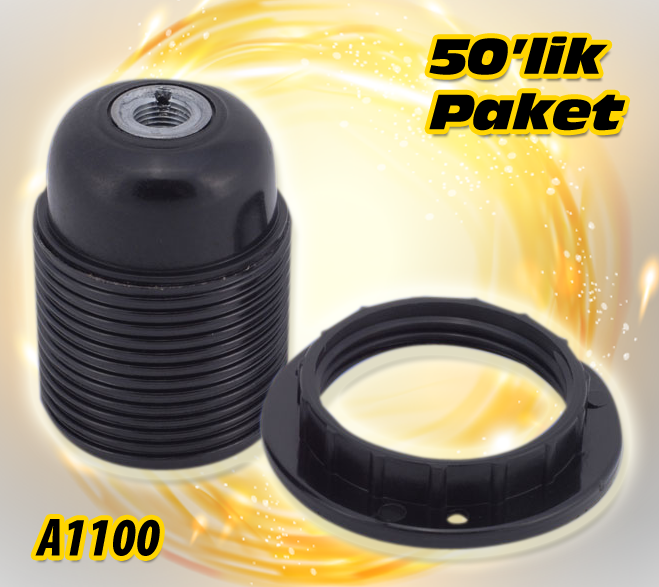 A1100 - E-27 DİŞLİ DUY SİYAH (50'lik paket)