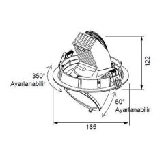 28W Ledli Sıva Atı Hareketli Salyangoz Dirsek Spot - Citizen Led / Philips Led Sürücü -  LD475  Alım Yapmadan Önce Stok Bilgisi Alınız