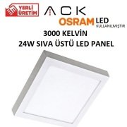 24W Sıva Üstü KARE Led Panel Metal Beyaz Kasa 30X30 cm Günışığı 3000K - AP04-02400