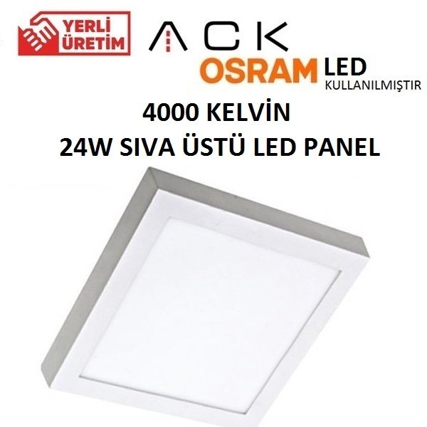 24W Sıva Üstü KARE Led Panel Metal Beyaz Kasa 30X30 cm Günışığı 4000K - AP04-02410