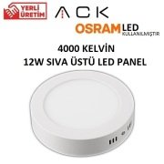 12W Sıva Üstü Yuvarlak Led Panel Alüminyum Beyaz Kasa Günışığı 4000K 17 cm - AP03-01210