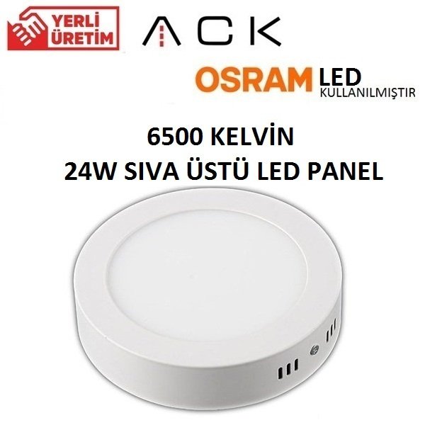 24W Sıva Üstü Yuvarlak Led Panel Alüminyum Beyaz Kasa Beyaz Işık 6500K 30 cm - AP03-02430