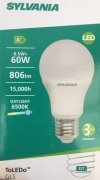 SYLVANIA 8,5W E-27 Duylu Ledli Ampul Beyaz Işık 10'LU PAKET