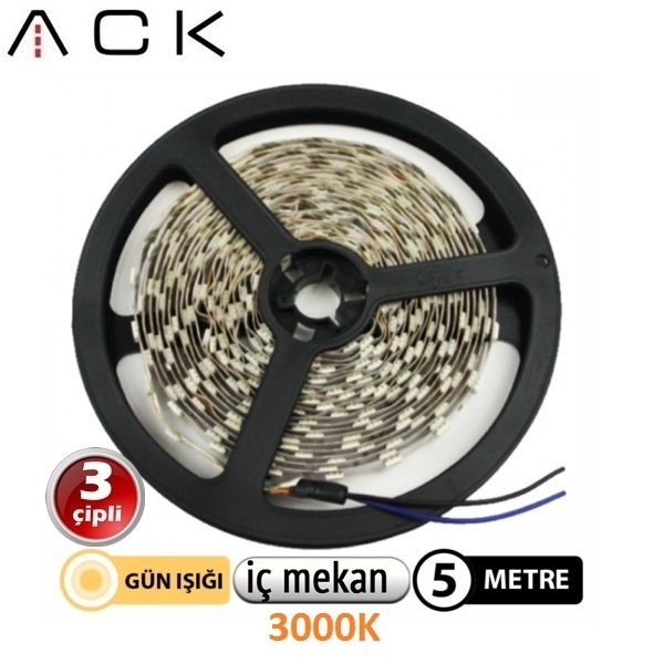 3 Çip Şerit Led GÜNIŞIĞI İÇ MEKAN 5 METRE FİYATIDIR 3000K AS01-00300