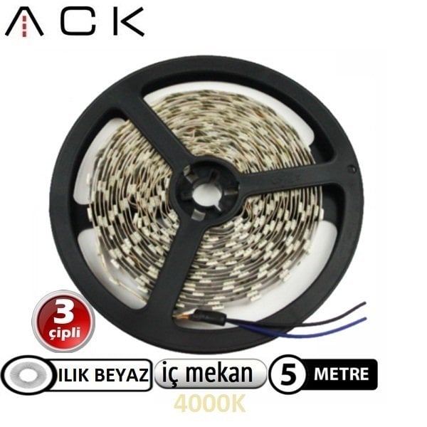 3 Çip Şerit Led ILIK BEYAZ İÇ MEKAN 5 METRE FİYATIDIR 4000K AS01-00301