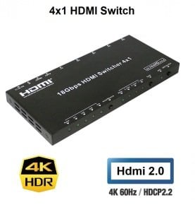 HDMI 2.0 4x1 HDMI Switch 4 Giriş 1 Çıkış