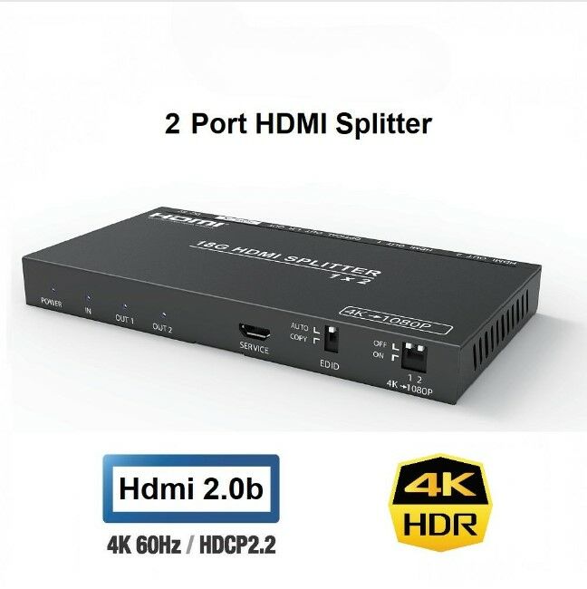 2 Port HDMI Splitter - (Hdmi 2.0b 4K60Hz HDR, Optic Ses Çıkış)