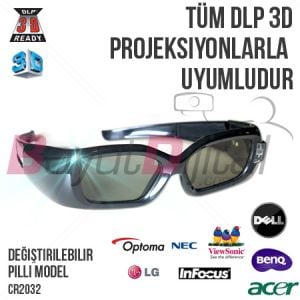 Hi-Shock DLP Link Aktif 3D Gözlük - 3D Projeksiyon Cihazı Gözlüğü
