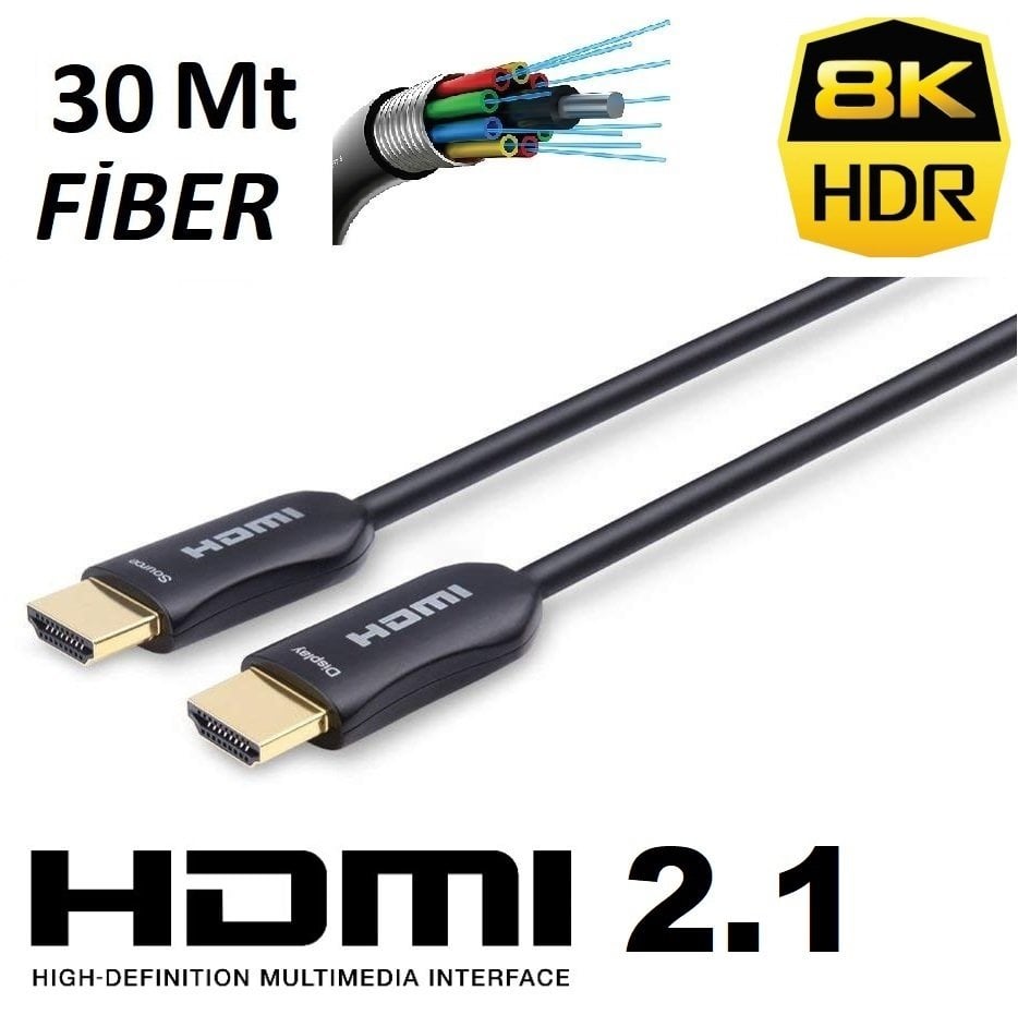 Fiber HDMI 2.1 8K HDR Kablo 30 mt