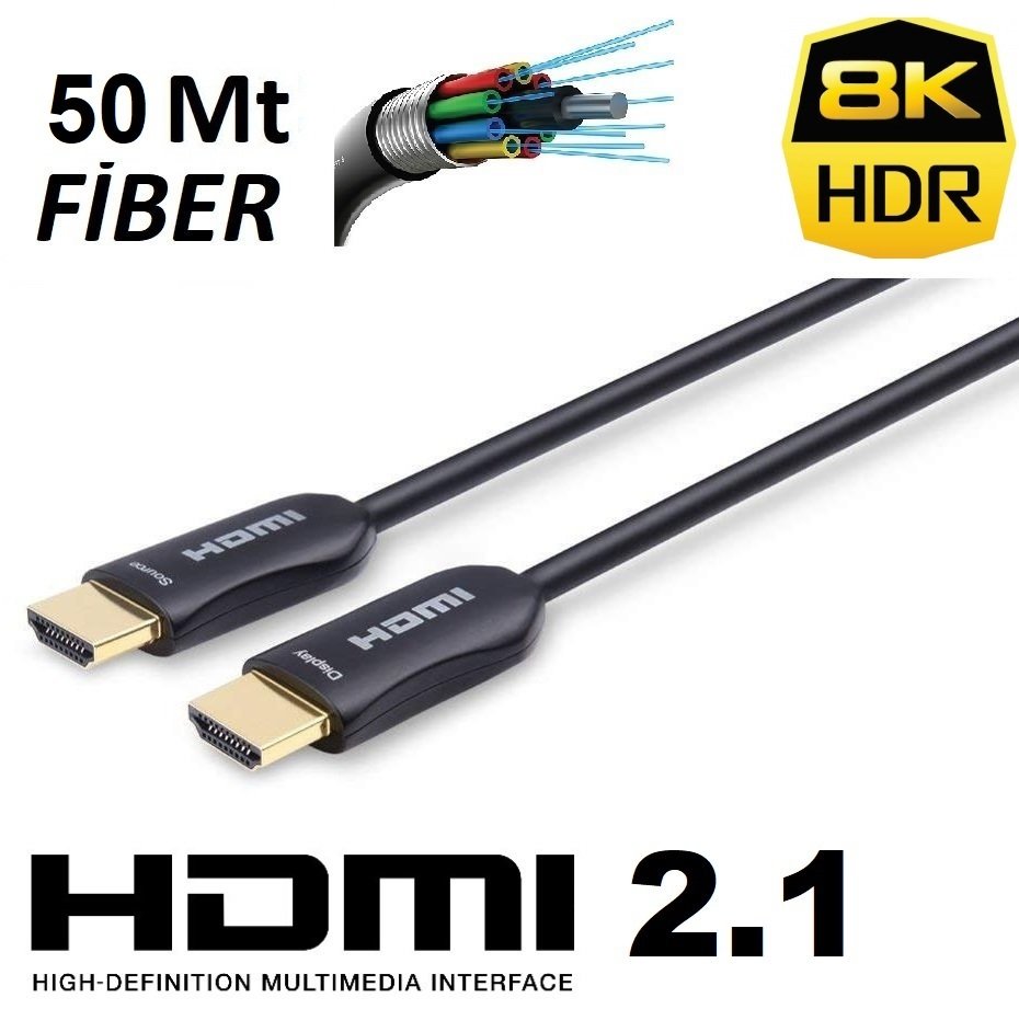 Fiber HDMI 2.1 8K HDR Kablo 50 mt