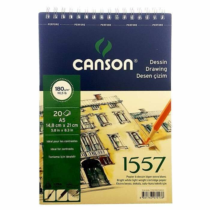 Canson 1557 Çizim Defteri A5 180 gr 20 Yaprak (Spiralli)