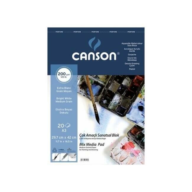 Canson Çok Amaçlı Sanatsal Blok A3 200 gr 20 Yaprak (Spiralli)