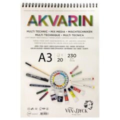 Akvarin Çok Amaçlı Blok A3 230 gr 20 Yaprak (Spiralli)