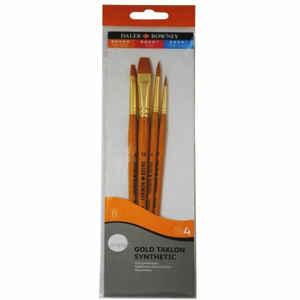 Daler Rowney Simply Gold Taklon Sentetik 4'lü Fırça Seti